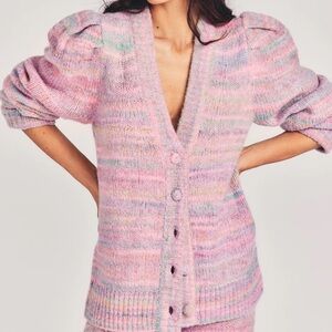 Loveshack Fancy Cardigan Sweater NEW Wilford XS Pastel Multicolor
